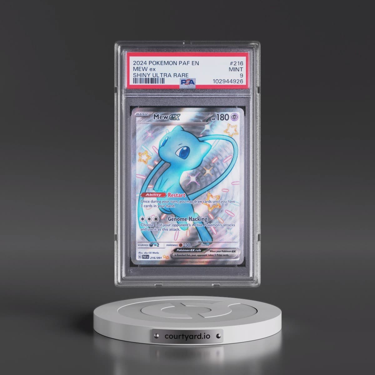 2024 Pokémon Paf EN-Paldean Fates #216 Mew EX - Holo Shiny Ultra Rare (PSA 9 MINT)