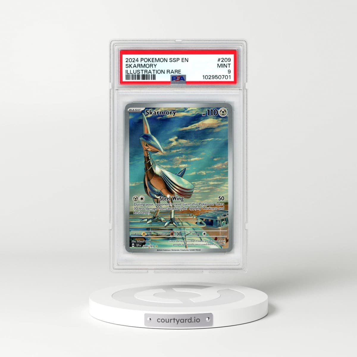 2024 Pokémon Ssp EN-Surging Sparks #209 Skarmory - Illustration Rare (PSA 9 MINT)