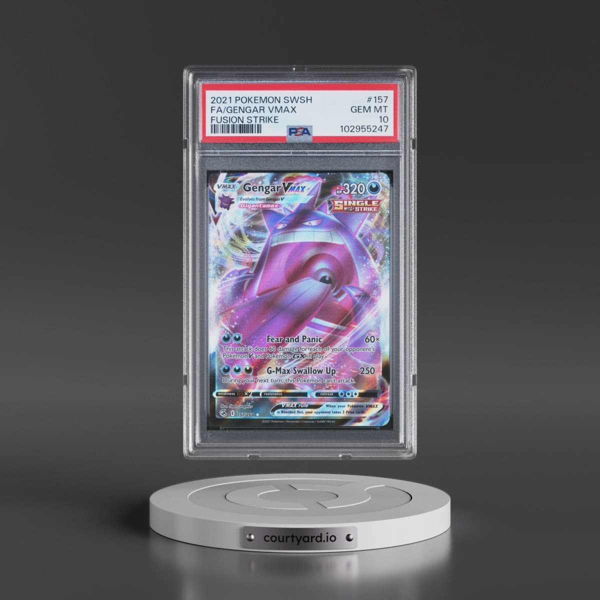 2021 Pokémon Sword & Shield Fusion Strike #157 Gengar Vmax - Full Art (PSA 10 GEM MINT)
