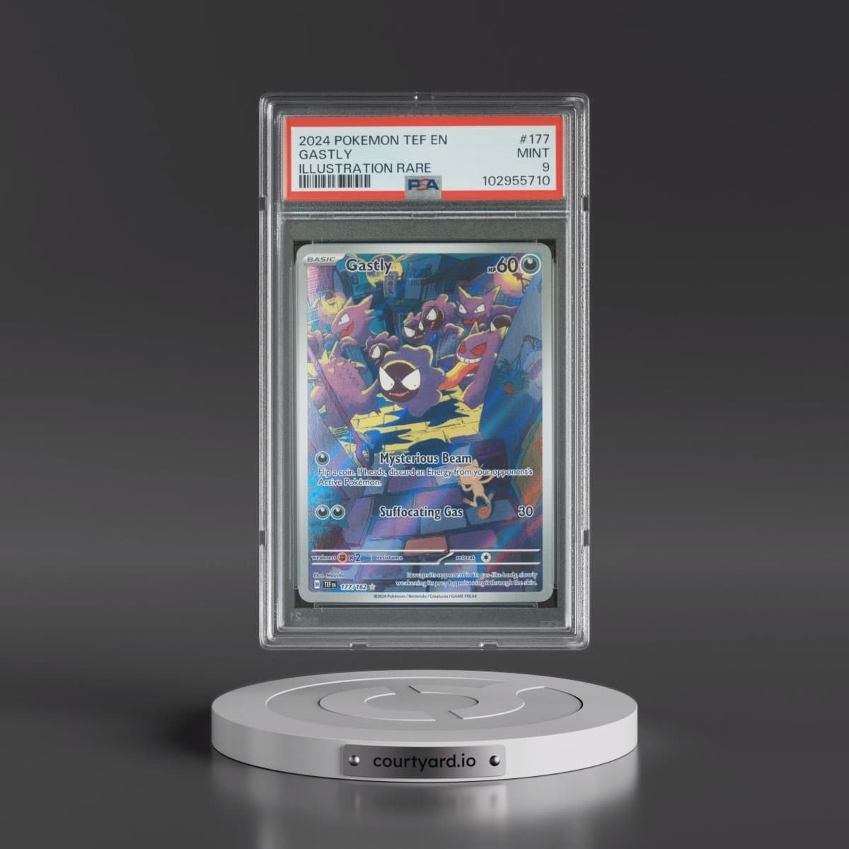 2024 Pokémon Tef EN-Temporal Forces #177 Gastly - Illustration Rare (PSA 9 MINT)