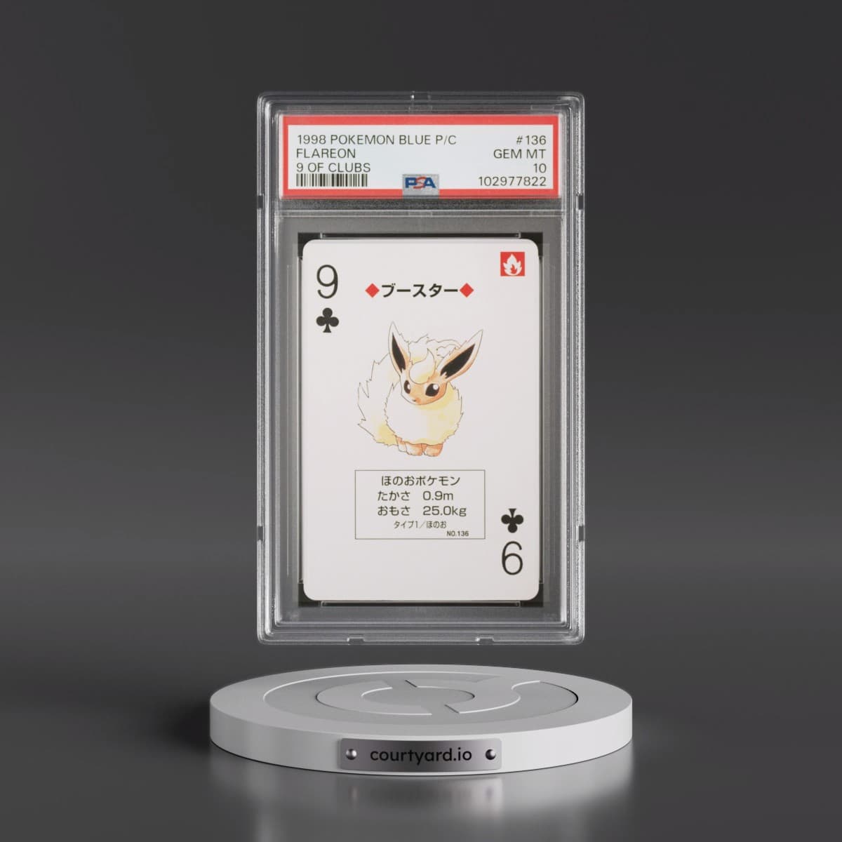 1998 Pokémon Blue Version Playing Cards #136 Flareon - 9 of Clubs (PSA 10 GEM MINT)