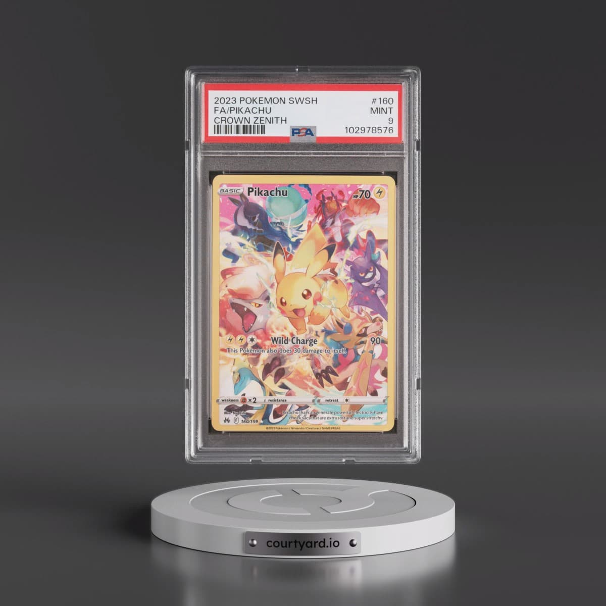2023 Pokémon Sword and Shield Crown Zenith #160 Pikachu - Full Art (PSA 9 MINT)