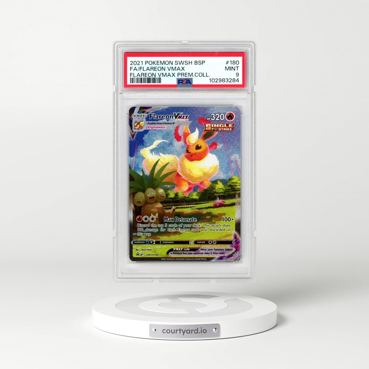 2021 Pokémon Swsh Black Star Promo #180 Flareon Vmax - Full Art Flareon Vmax Premium Collection (PSA 9 MINT)