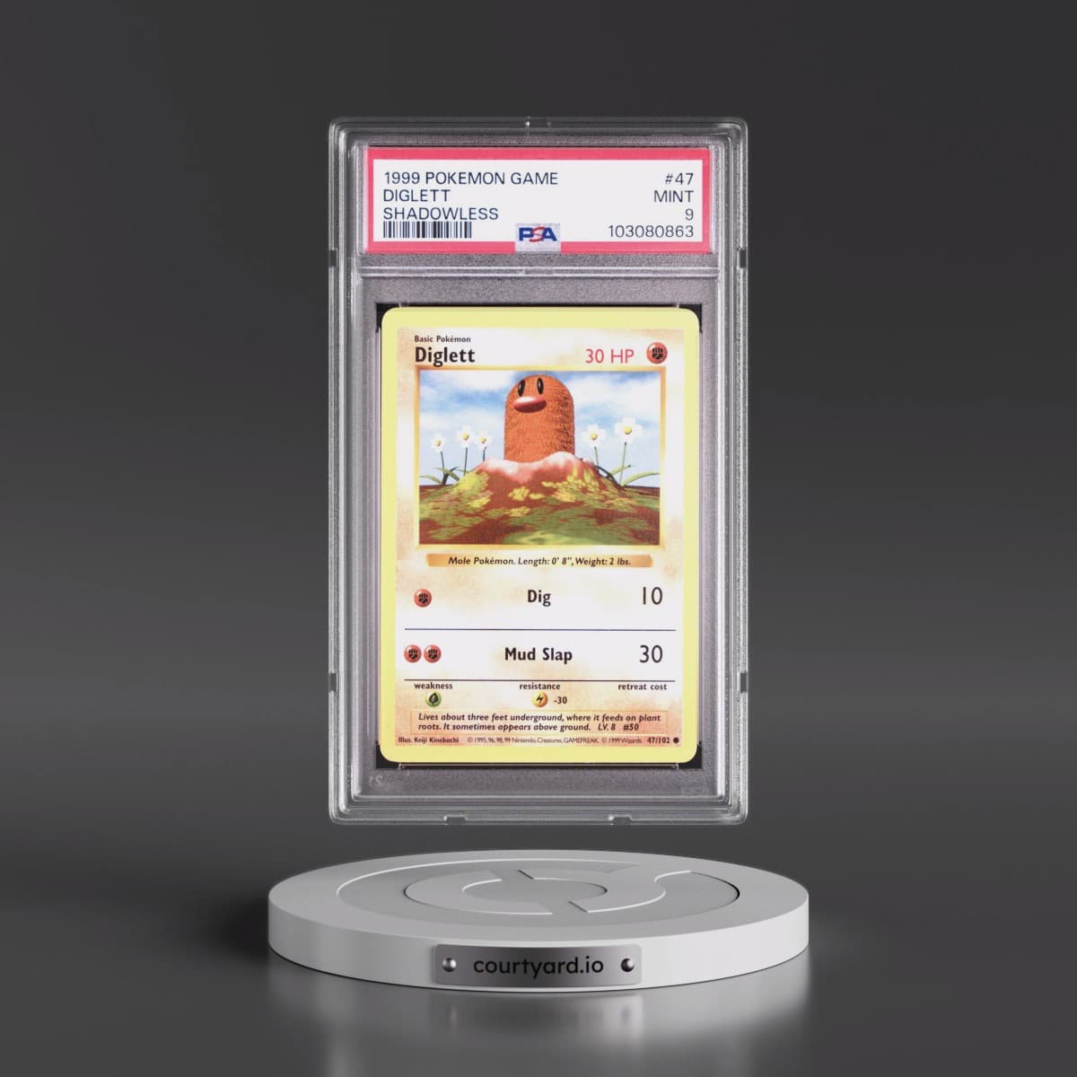 1999 Pokémon Game #47 Diglett - Shadowless (PSA 9 MINT)