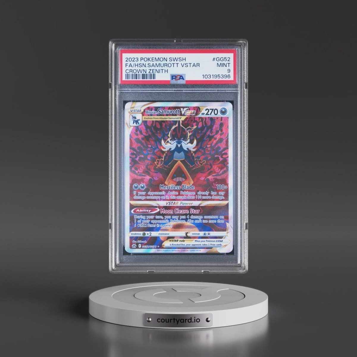 2023 Pokémon Sword and Shield Crown Zenith #GG52 Hisuian Samurott Vstar - Full Art (PSA 9 MINT)