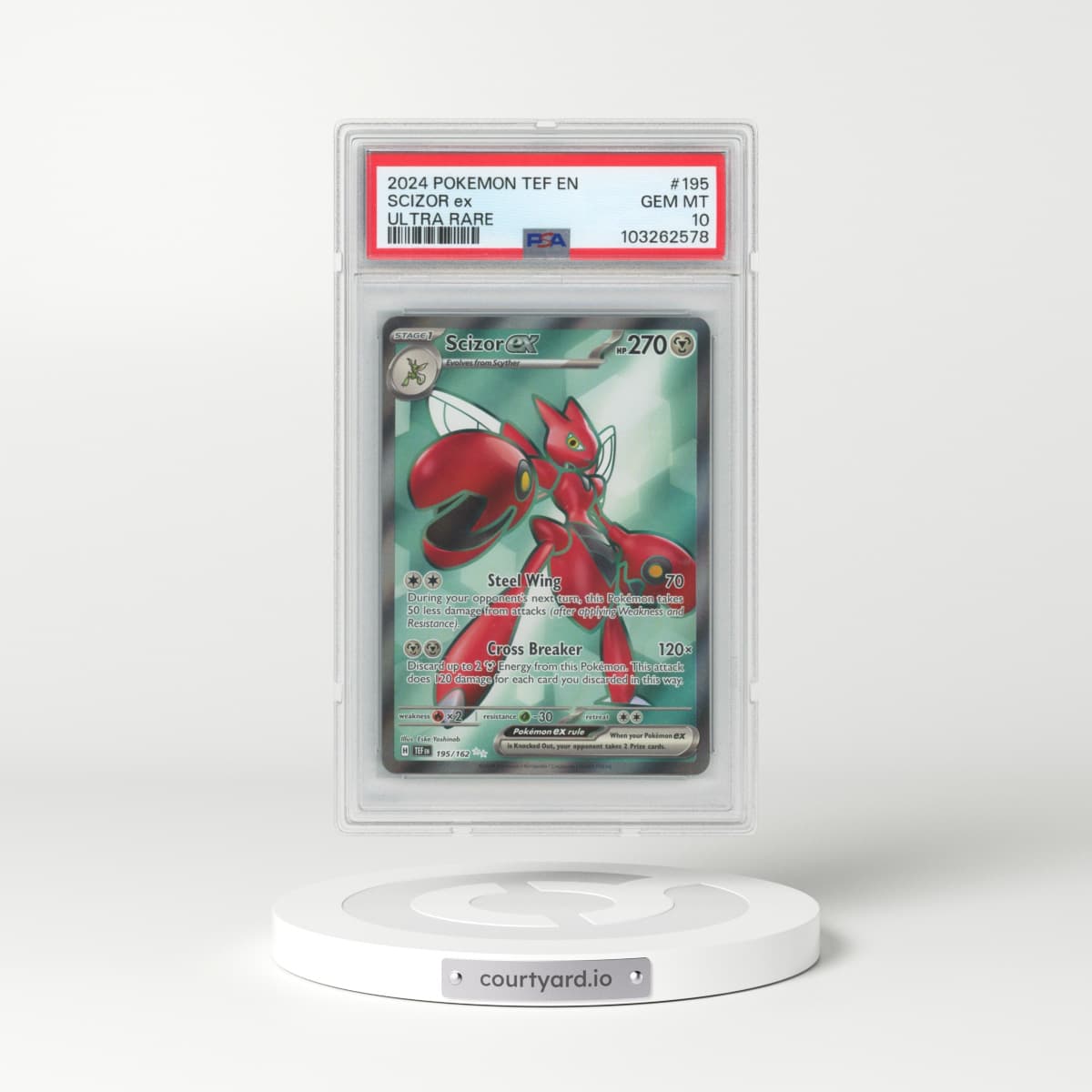 2024 Pokémon Tef EN-Temporal Forces #195 Scizor EX - Holo Ultra Rare (PSA 10 GEM MINT)