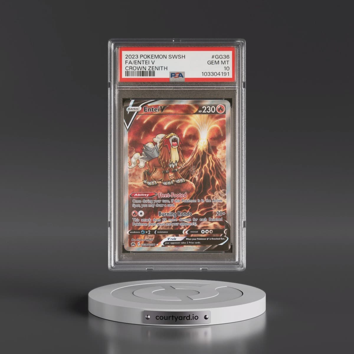 2023 Pokémon Sword and Shield Crown Zenith #GG36 Entei V - Holo Full Art (PSA 10 GEM MINT)