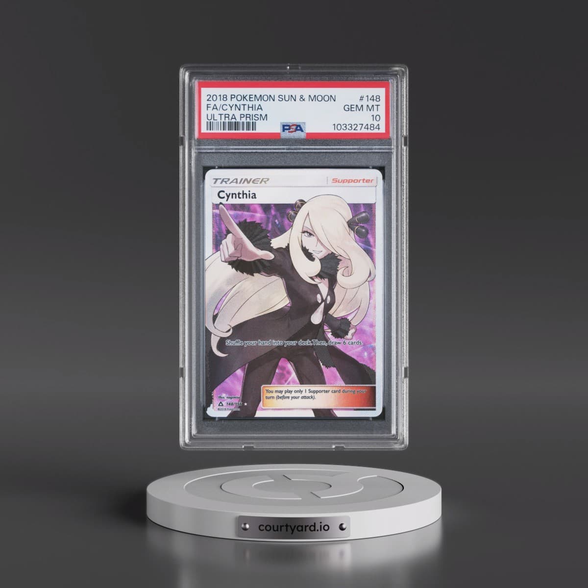 2018 Pokémon Sun & Moon Ultra Prism #148 Cynthia - Full Art (PSA 10 GEM MINT)