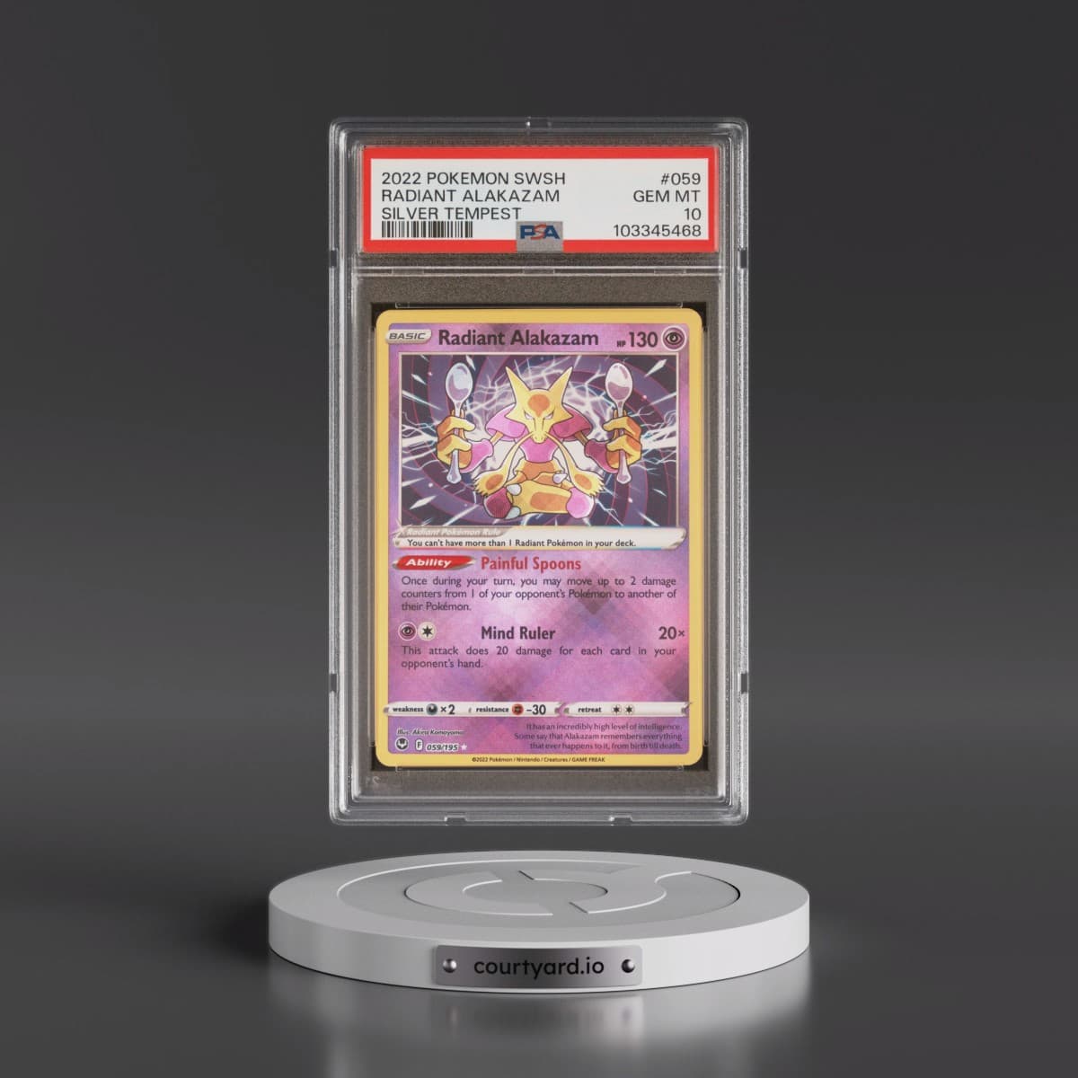 2022 Pokémon Sword & Shield Silver Tempest #059 Radiant Alakazam - Holo (PSA 10 GEM MINT)