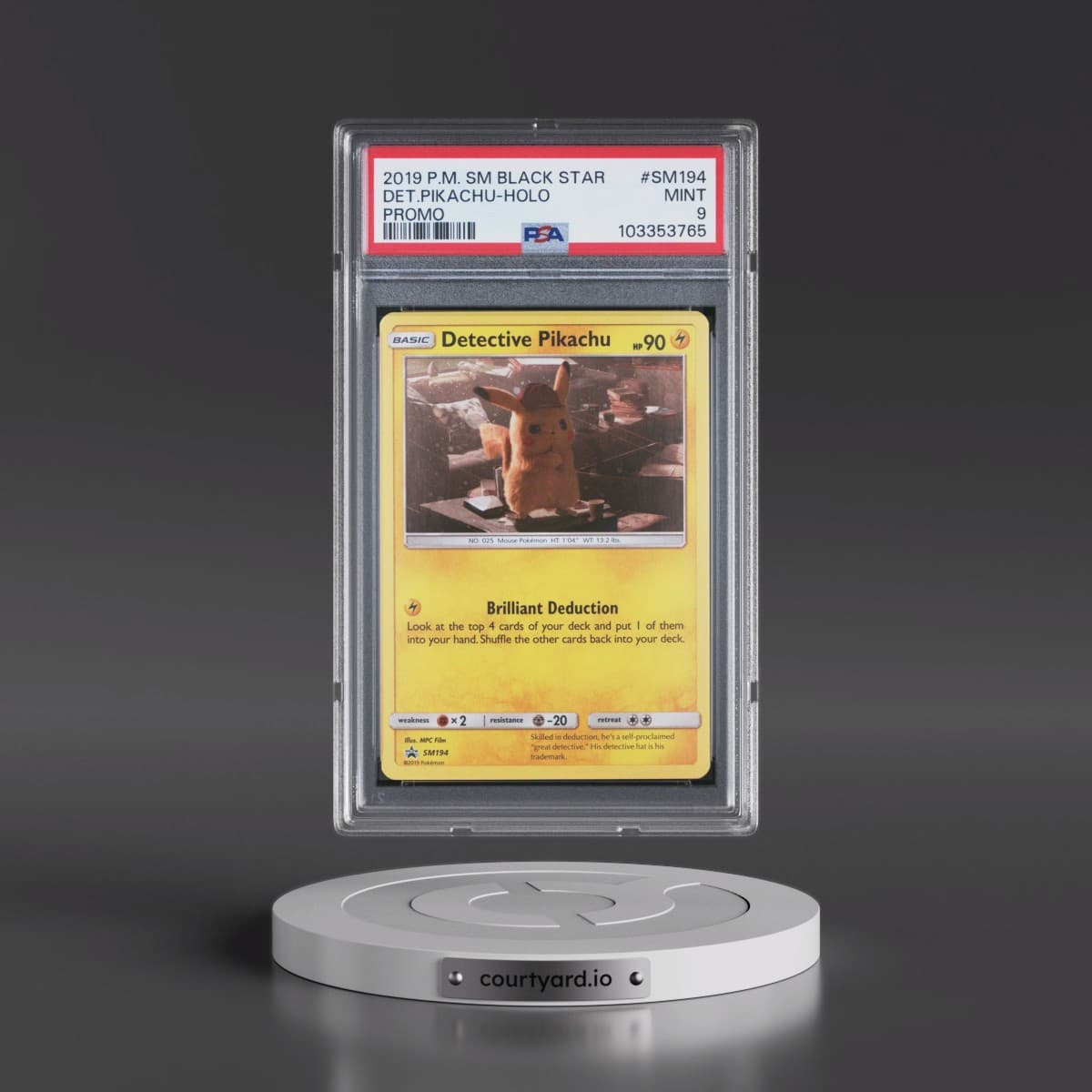 2019 Pokémon SM Black Star Promo #SM194 Detective Pikachu - Holo (PSA 9 MINT)