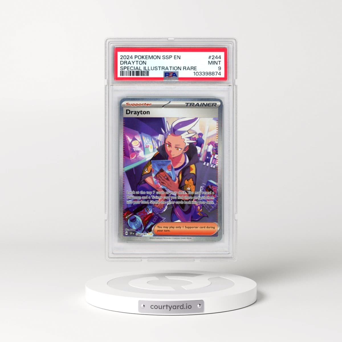 2024 Pokémon Ssp EN-Surging Sparks #244 Drayton - Special Illustration Rare (PSA 9 MINT)