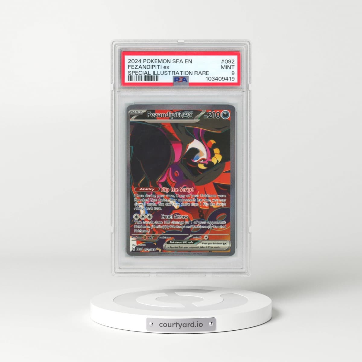 2024 Pokémon Sfa EN-Shrouded Fable #092 Fezandipiti EX - Holo Special Illustration Rare (PSA 9 MINT)