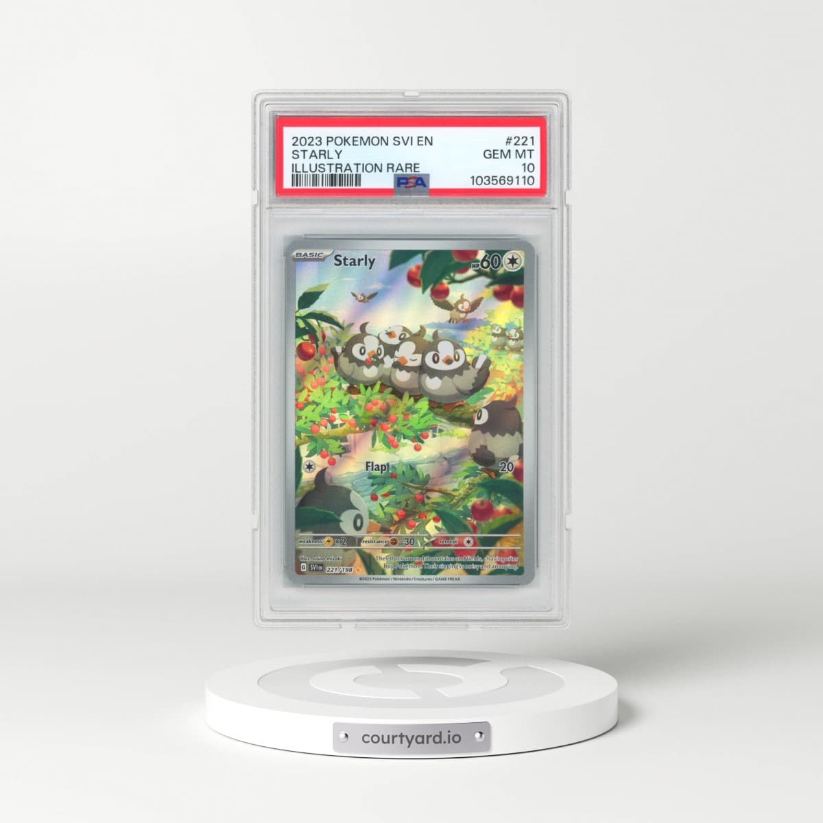 2023 Pokémon Svi EN-Scarlet & Violet #221 Starly - Illustration Rare (PSA 10 GEM MINT)