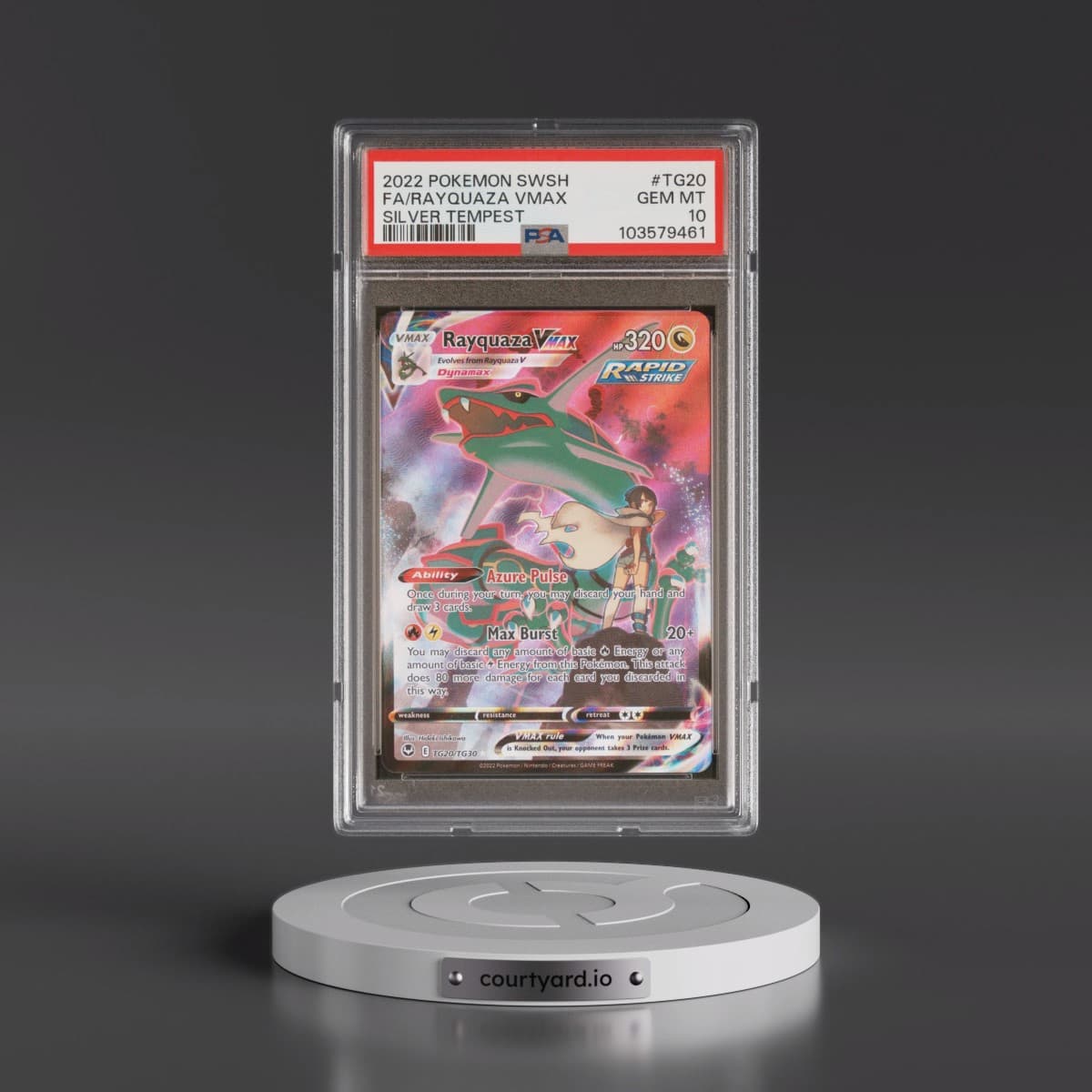 2022 Pokémon Sword & Shield Silver Tempest #TG20 Rayquaza Vmax - Full Art (PSA 10 GEM MINT)