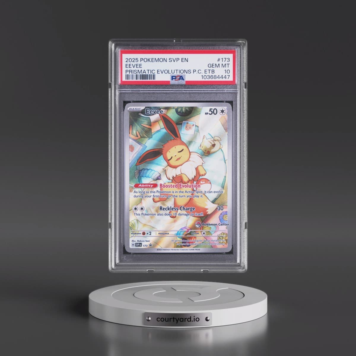 2025 Pokémon Svp EN-SV Black Star Promo #173 Eevee - Prismatic Evolutions Pokemon Center Elite Trainer Box (PSA 10 GEM MINT)