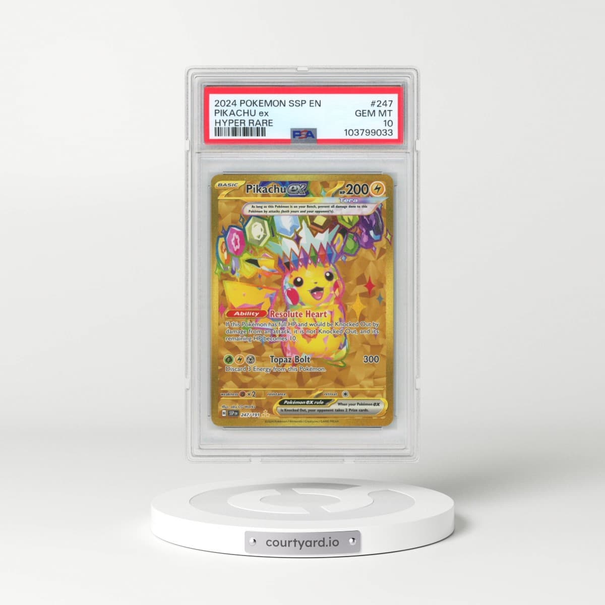 2024 Pokémon Ssp EN-Surging Sparks #247 Pikachu EX - Holo Hyper Rare (PSA 10 GEM MINT)