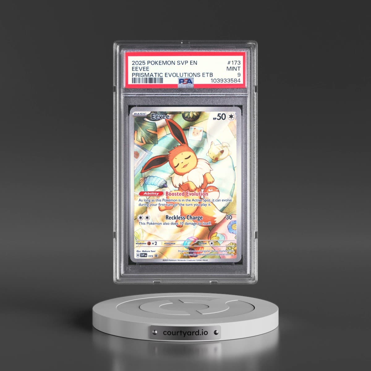 2025 Pokémon Svp EN-SV Black Star Promo #173 Eevee - Prismatic Evolutions Elite Trainer Box (PSA 9 MINT)