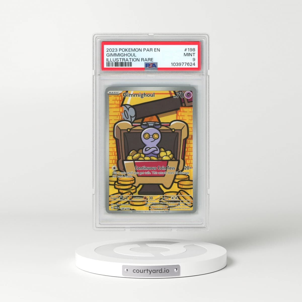 2023 Pokémon Par EN-Paradox Rift #198 Gimmighoul - Illustration Rare (PSA 9 MINT)