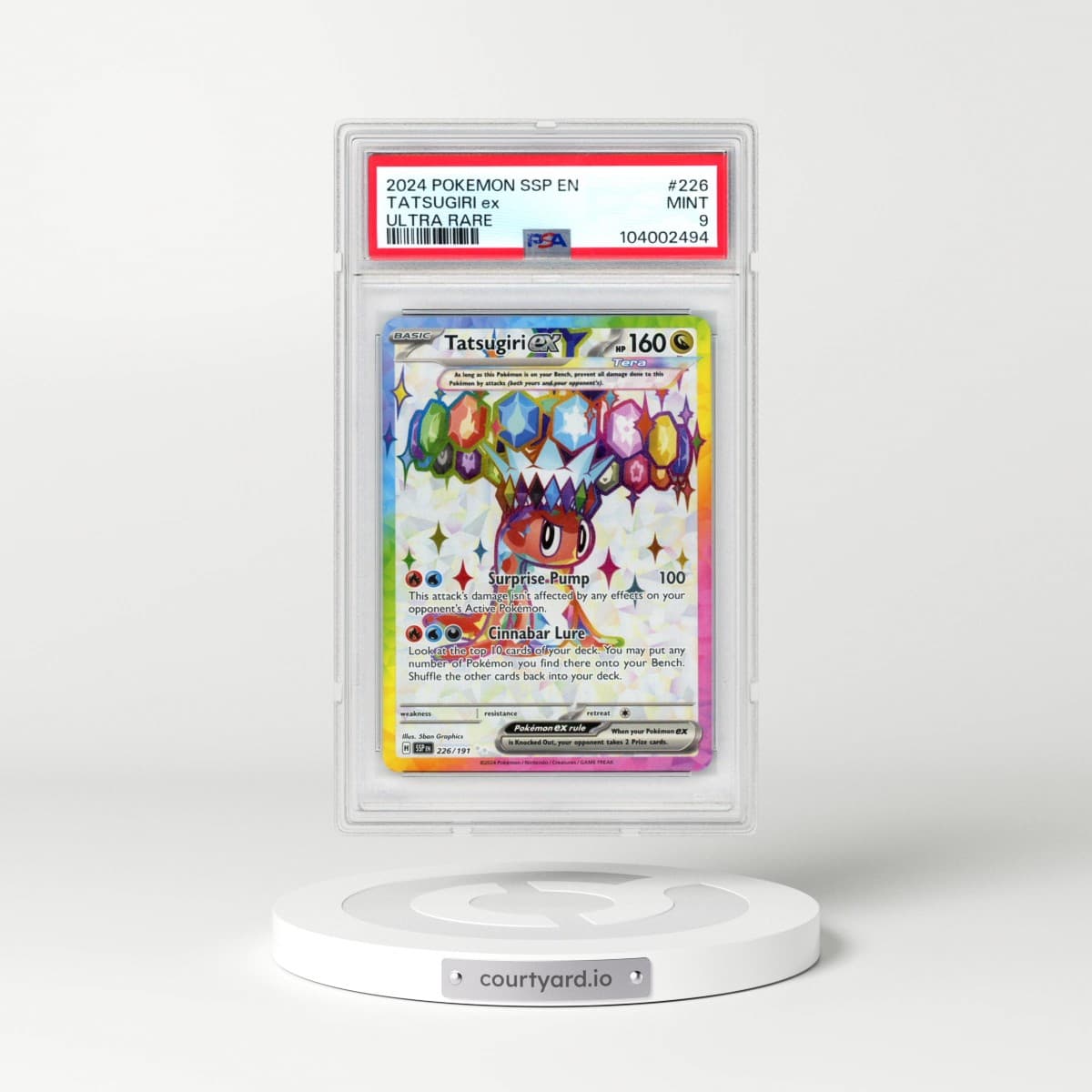 2024 Pokémon Ssp EN-Surging Sparks #226 Tatsugiri EX - Holo Ultra Rare (PSA 9 MINT)