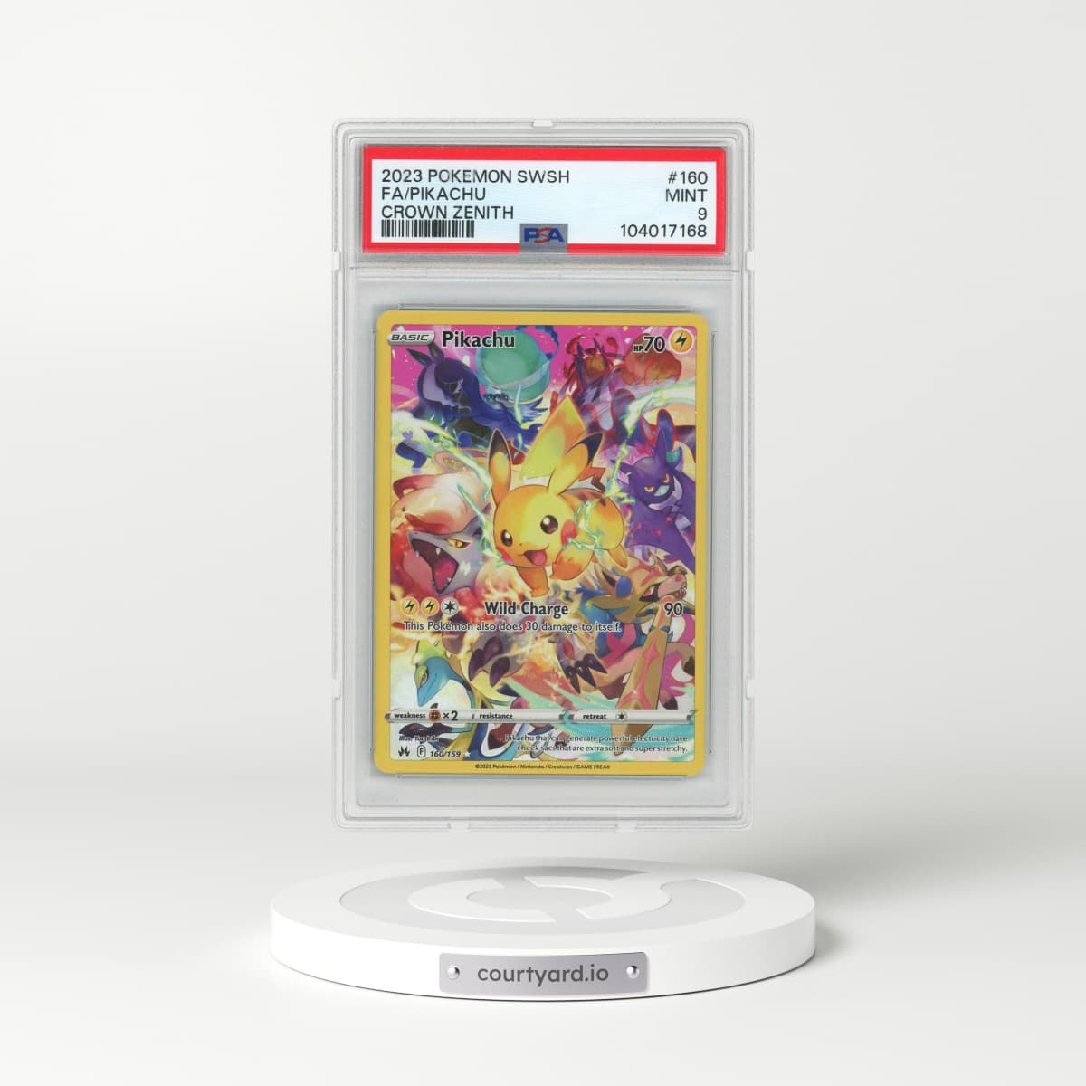 2023 Pokémon Sword and Shield Crown Zenith #160 Pikachu - Full Art (PSA 9 MINT)