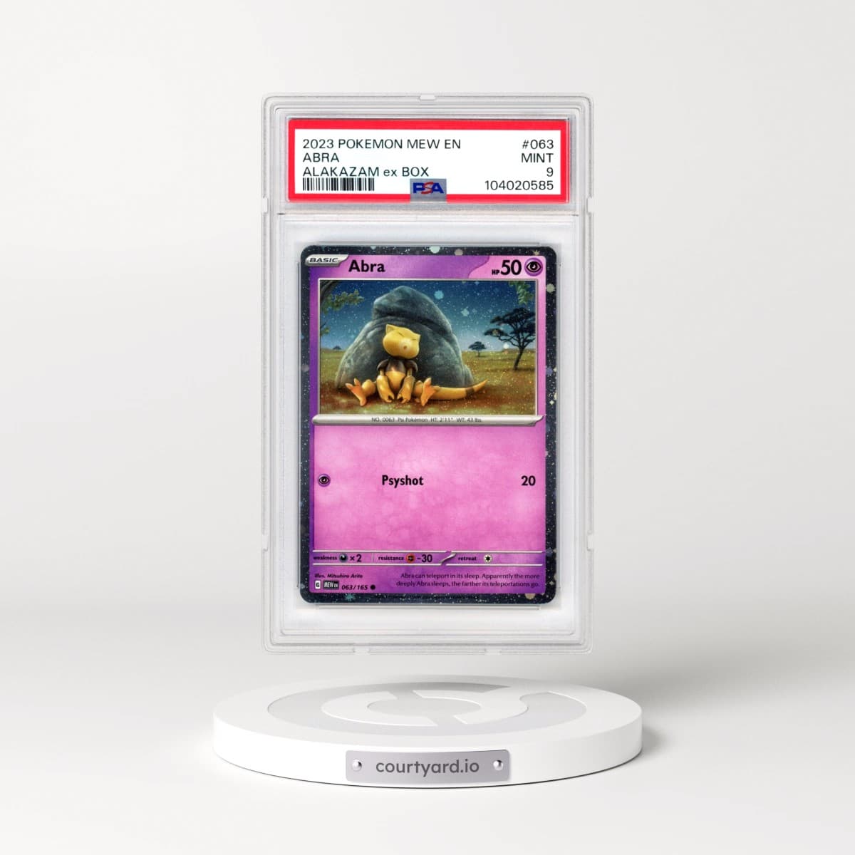 2023 Pokémon Mew EN-151 #063 Abra - Alakazam EX Box (PSA 9 MINT)