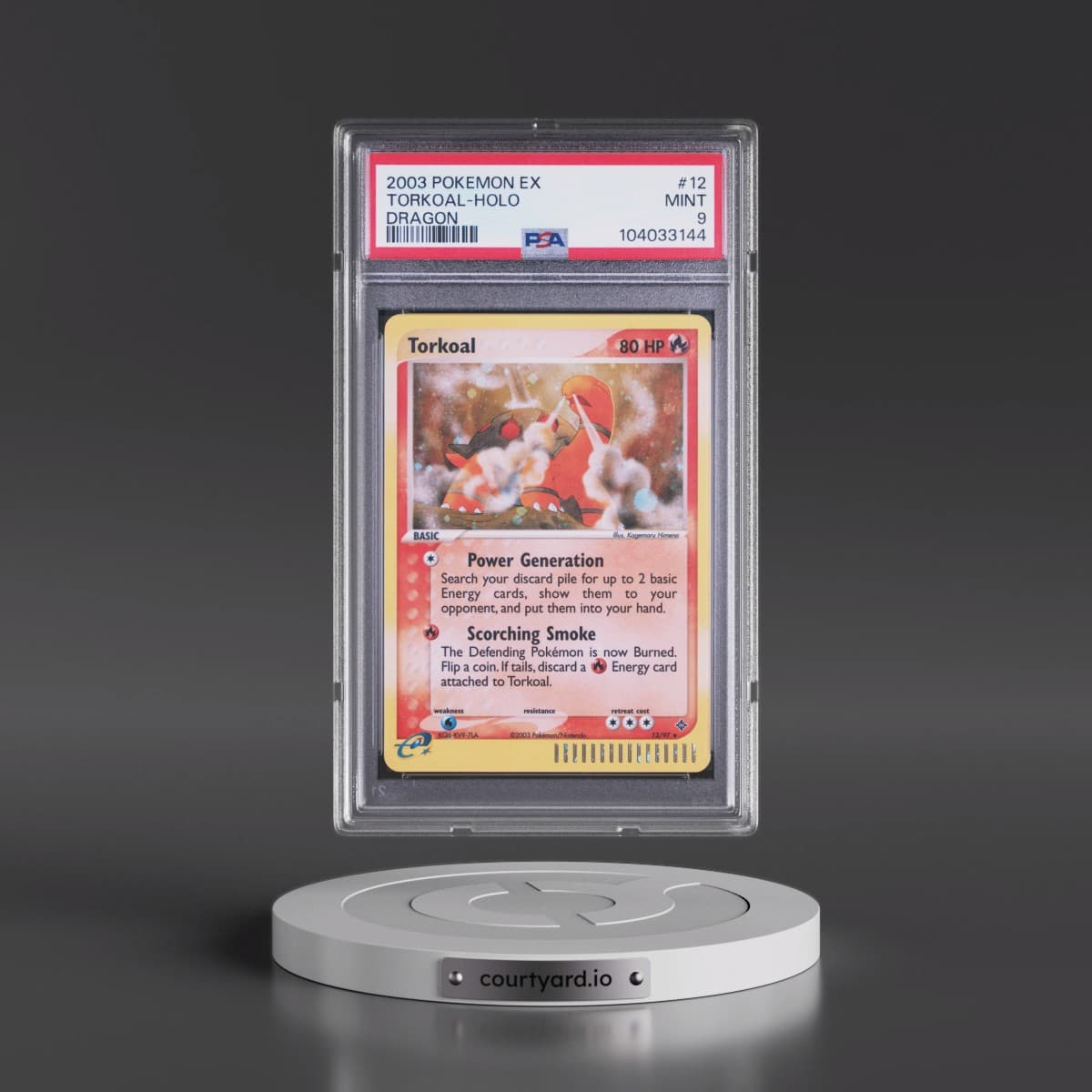 2003 Pokémon EX Dragon #12 Torkoal - Holo (PSA 9 MINT)