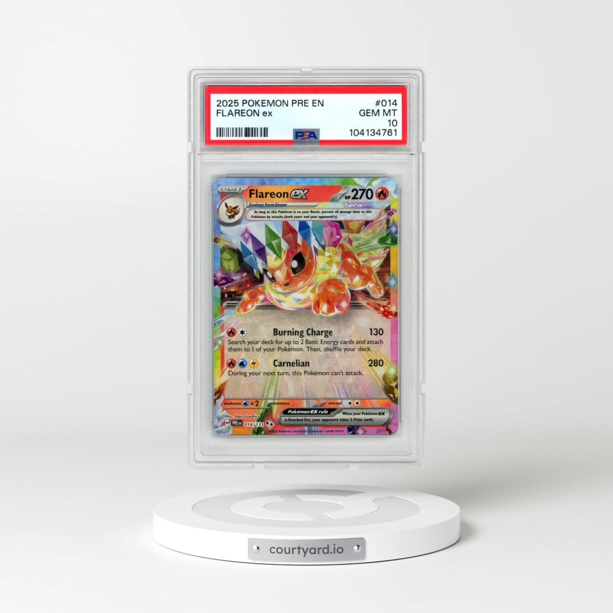 2025 Pokémon Pre EN-Prismatic Evolutions #014 Flareon EX - Holo (PSA 10 GEM MINT)