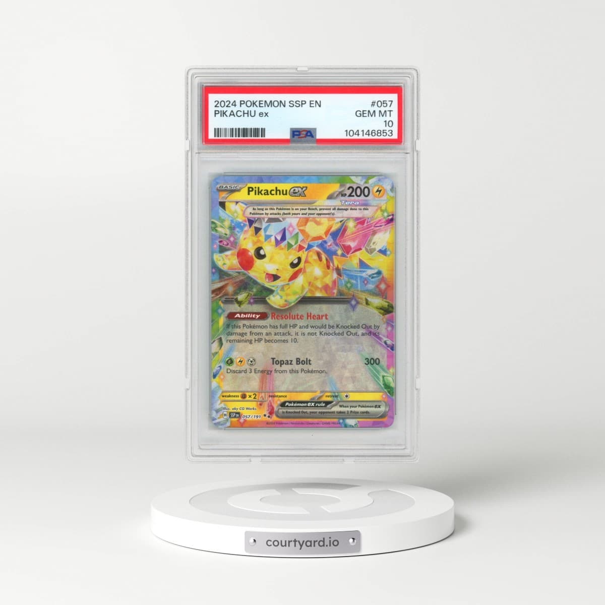 2024 Pokémon Ssp EN-Surging Sparks #057 Pikachu EX - Holo (PSA 10 GEM MINT)