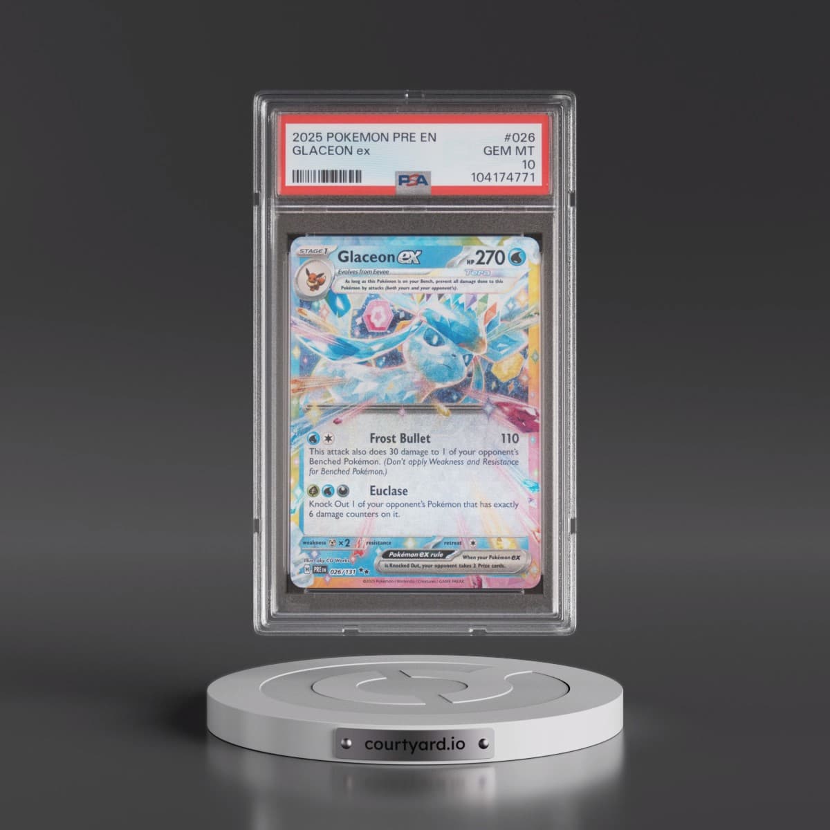 2025 Pokémon Pre EN-Prismatic Evolutions #026 Glaceon EX - Holo (PSA 10 GEM MINT)