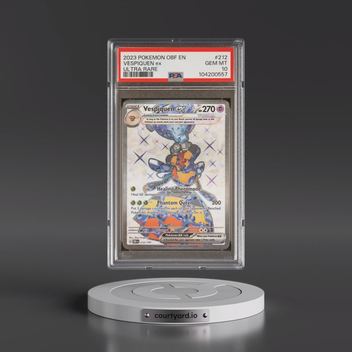 2023 Pokémon Obf EN-Obsidian Flames #212 Vespiquen EX - Holo Ultra Rare (PSA 10 GEM MINT)