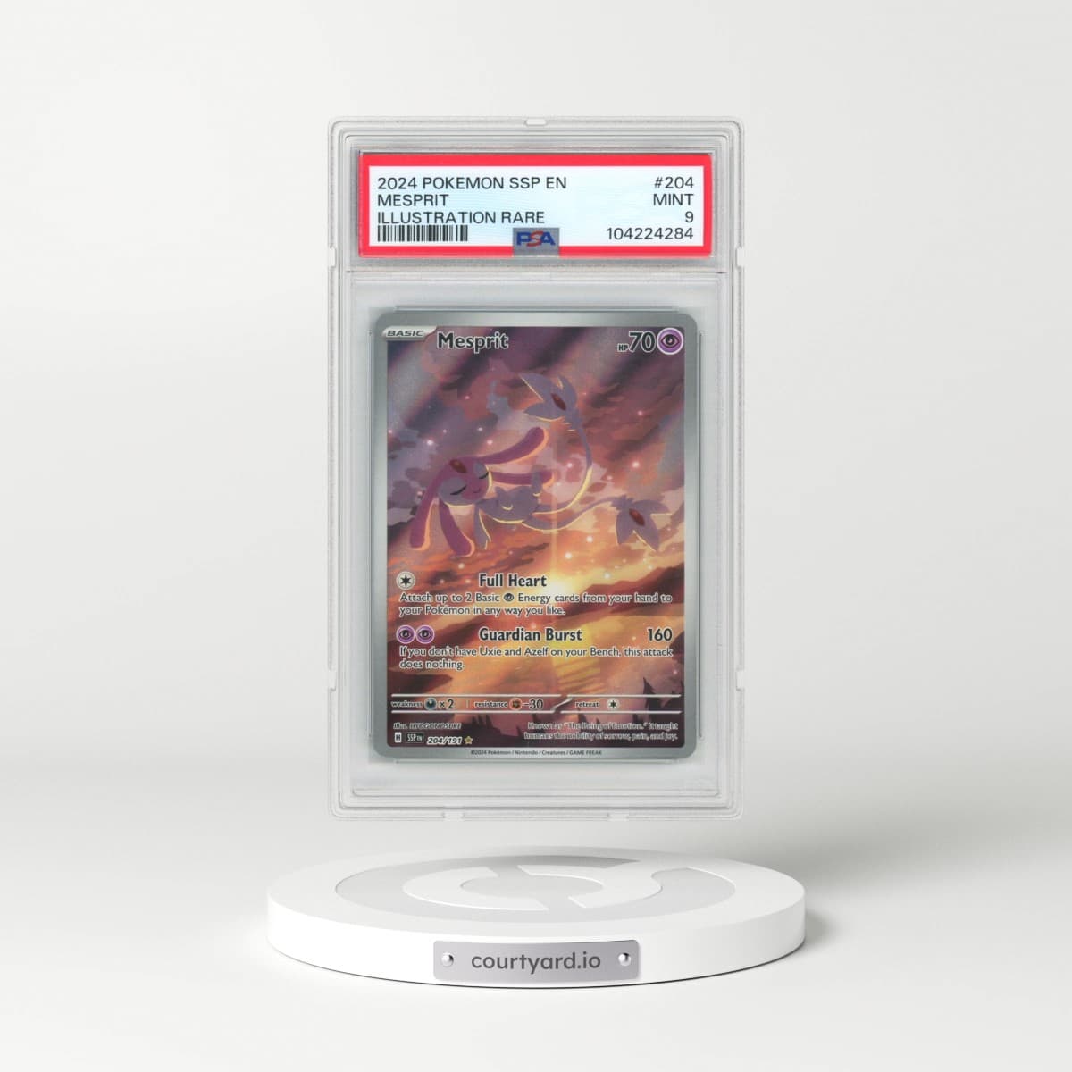 2024 Pokémon Ssp EN-Surging Sparks #204 Mesprit - Illustration Rare (PSA 9 MINT)