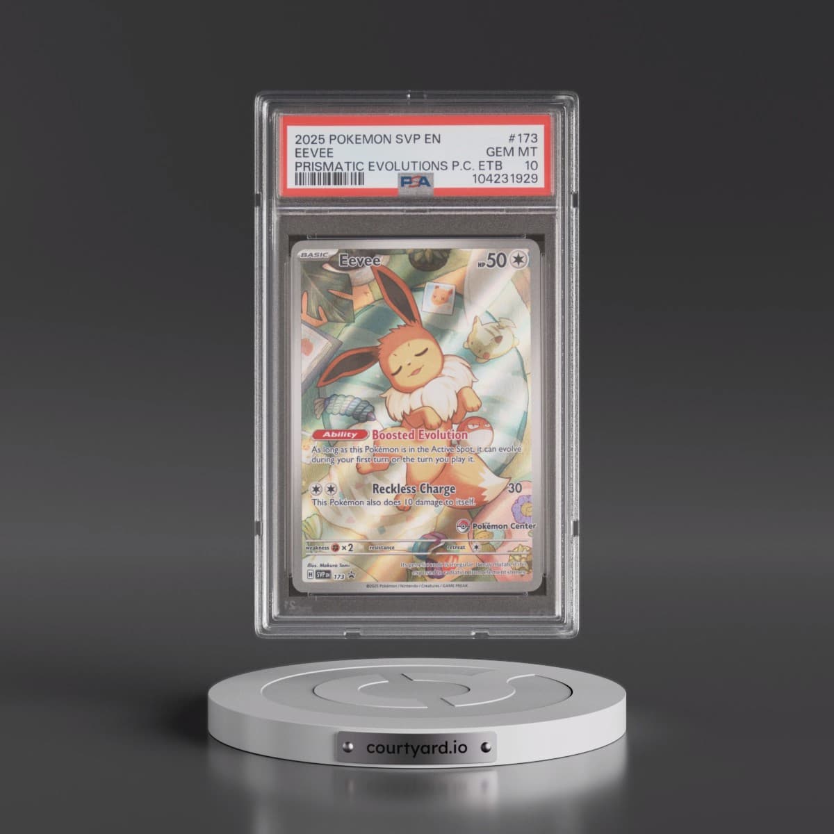 2025 Pokémon Svp EN-SV Black Star Promo #173 Eevee - Prismatic Evolutions Pokemon Center Elite Trainer Box (PSA 10 GEM MINT)