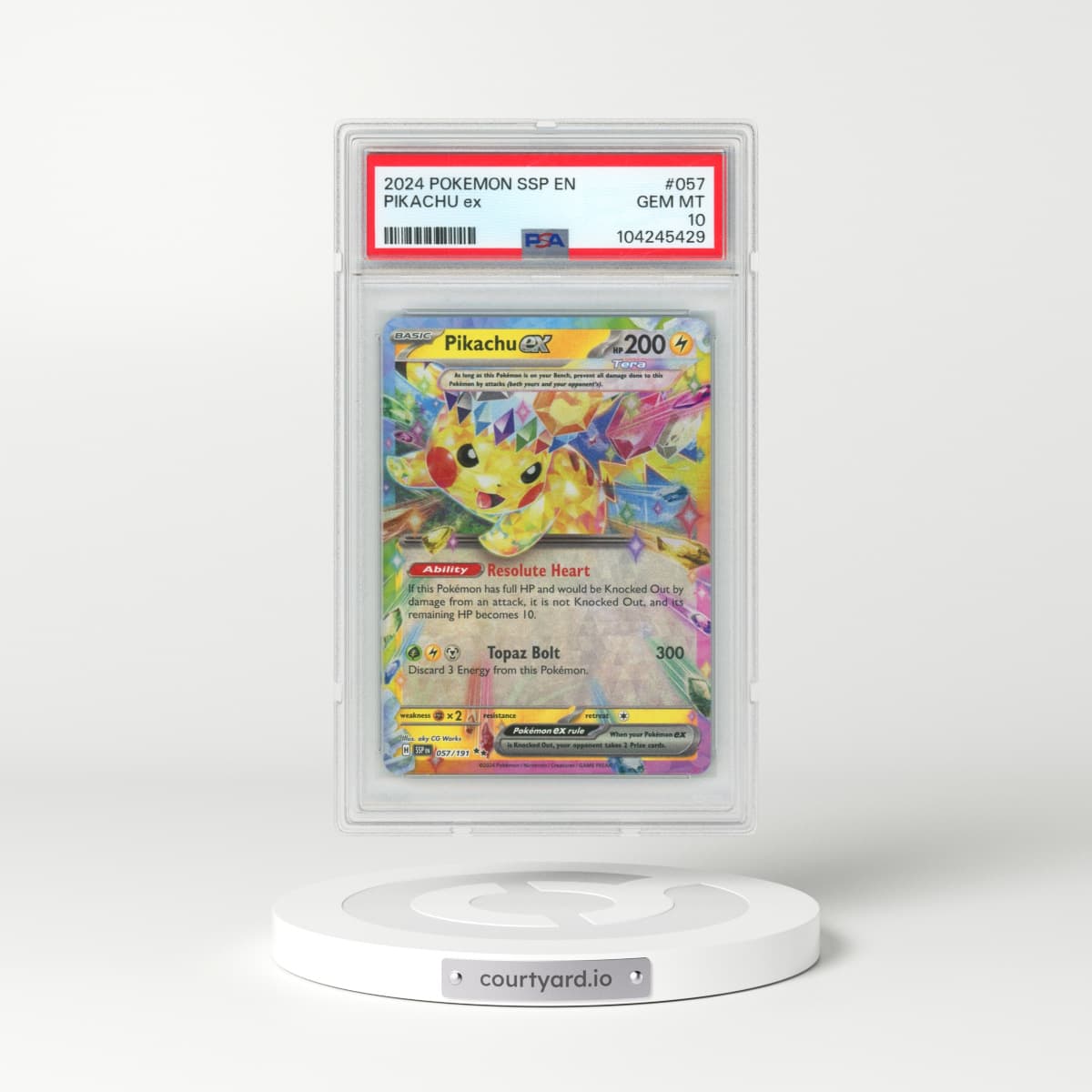2024 Pokémon Ssp EN-Surging Sparks #057 Pikachu EX - Holo (PSA 10 GEM MINT)