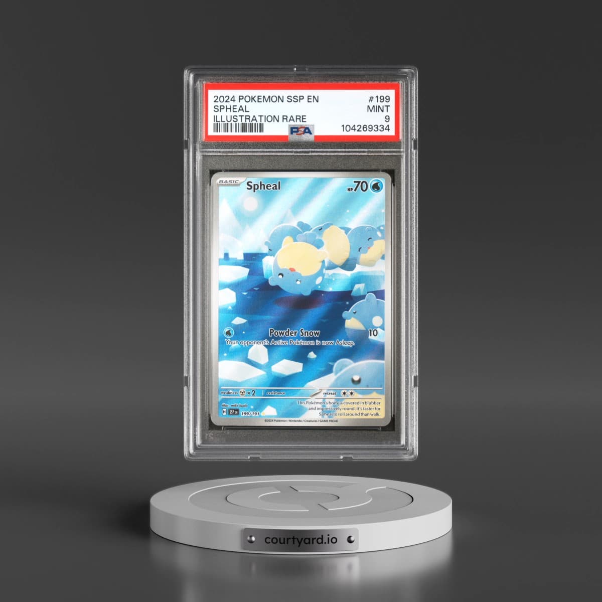 2024 Pokémon Ssp EN-Surging Sparks #199 Spheal - Illustration Rare (PSA 9 MINT)