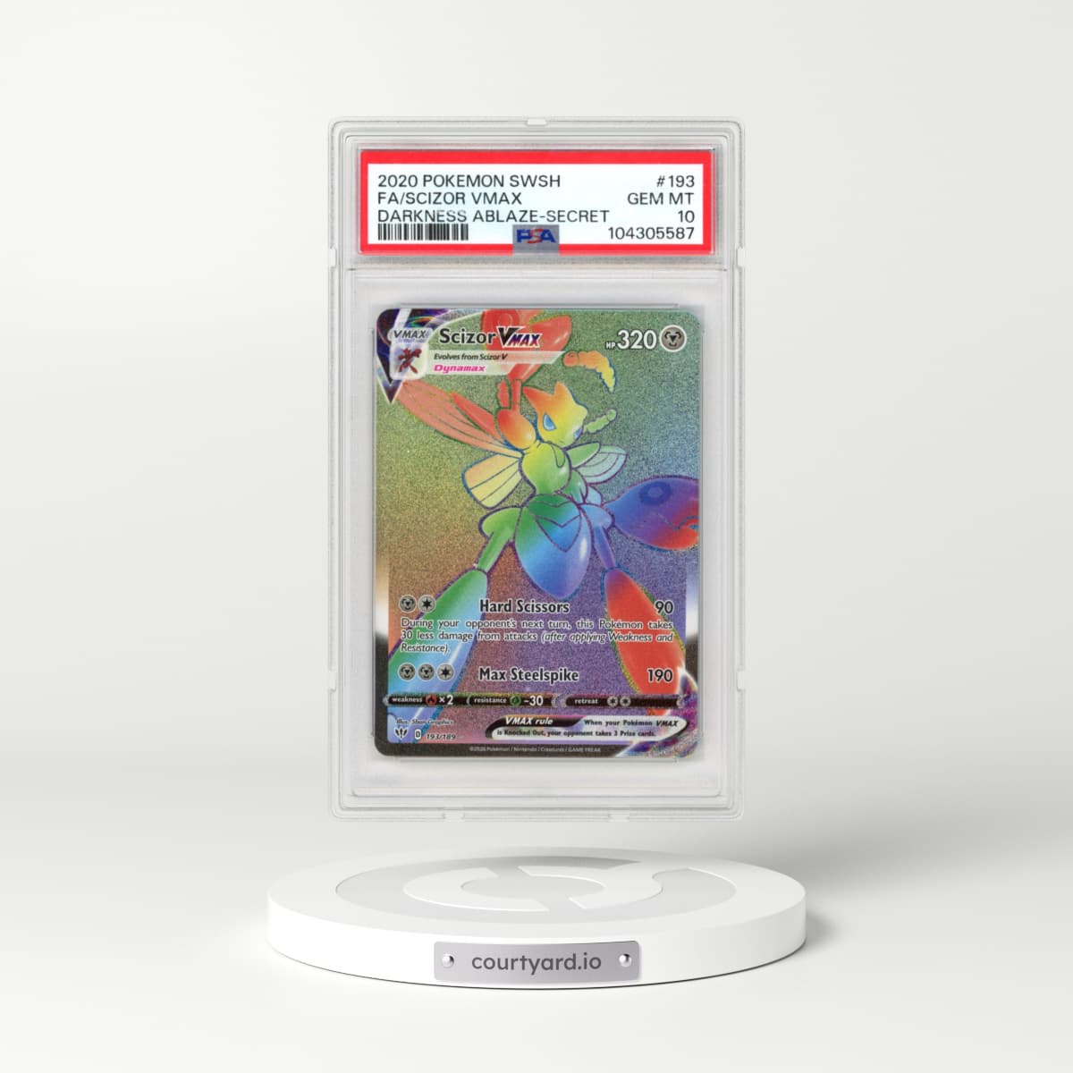 2020 Pokémon Sword & Shield Darkness Ablaze #193 Scizor Vmax - Full Art Secret (PSA 10 GEM MINT)