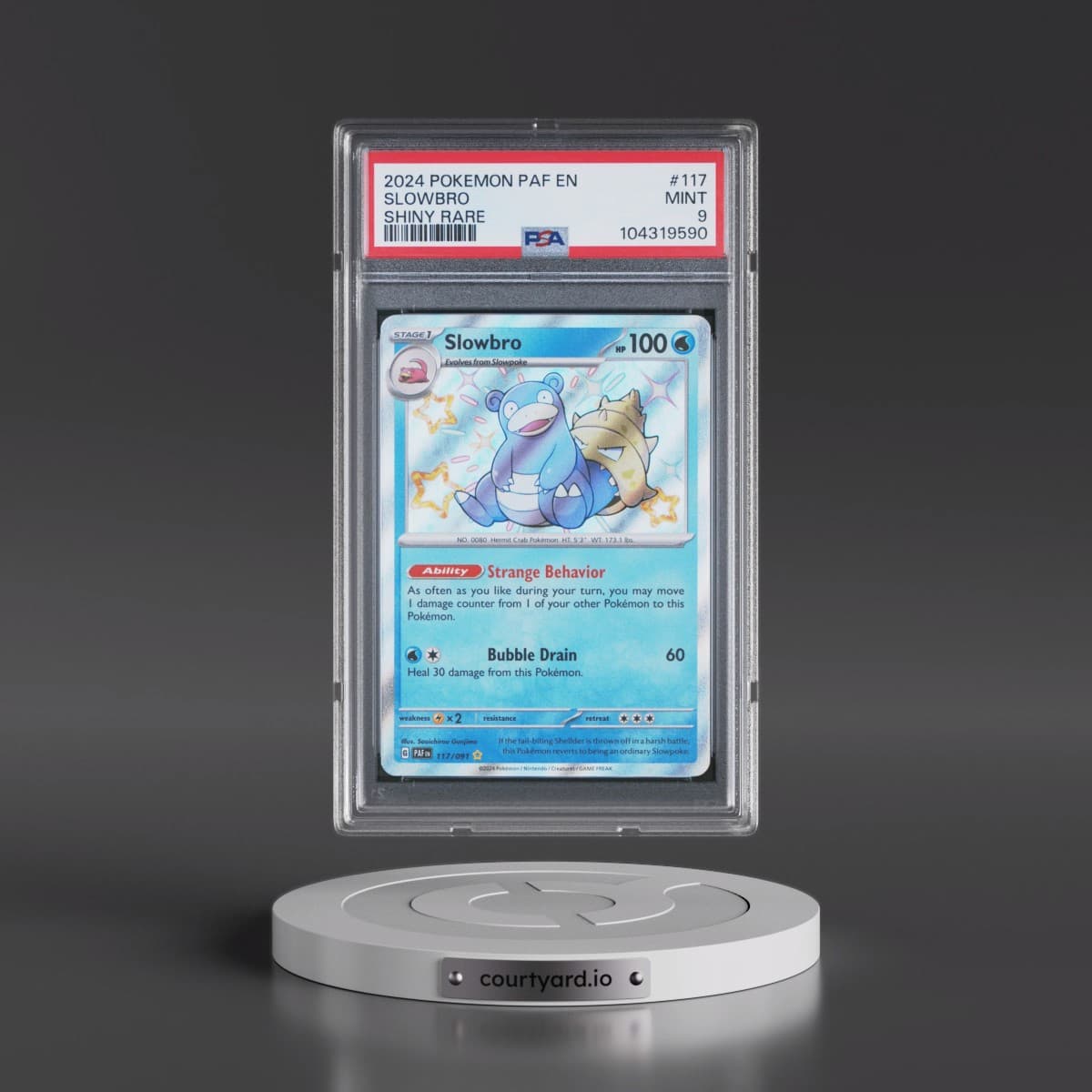 2024 Pokémon Paf EN-Paldean Fates #117 Slowbro - Shiny Rare (PSA 9 MINT)