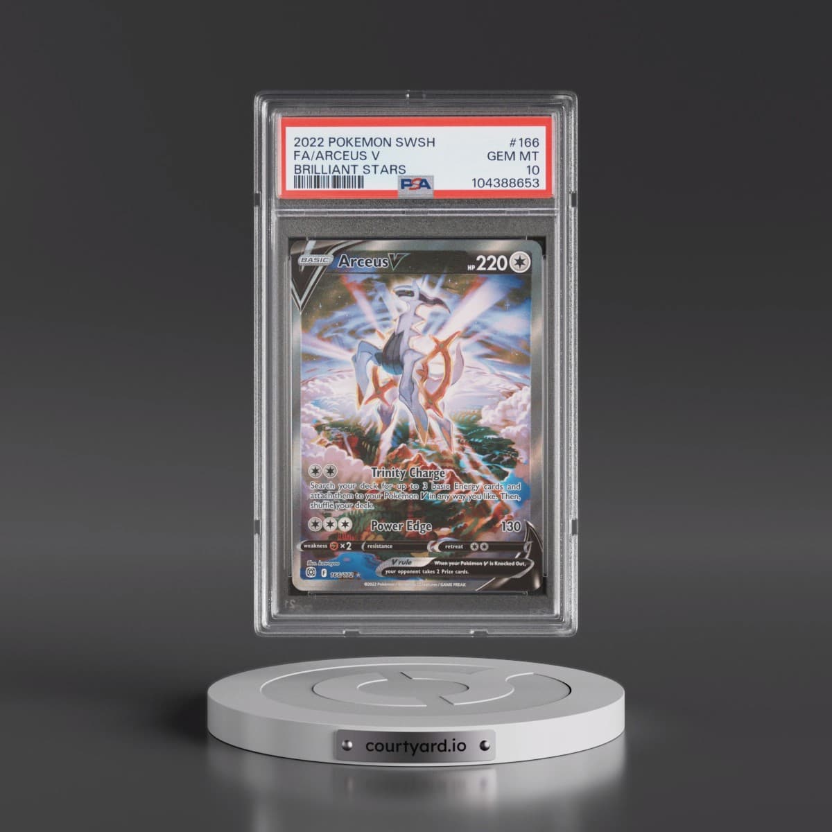 2022 Pokémon Sword & Shield Brilliant Stars #166 Arceus V - Holo Full Art (PSA 10 GEM MINT)