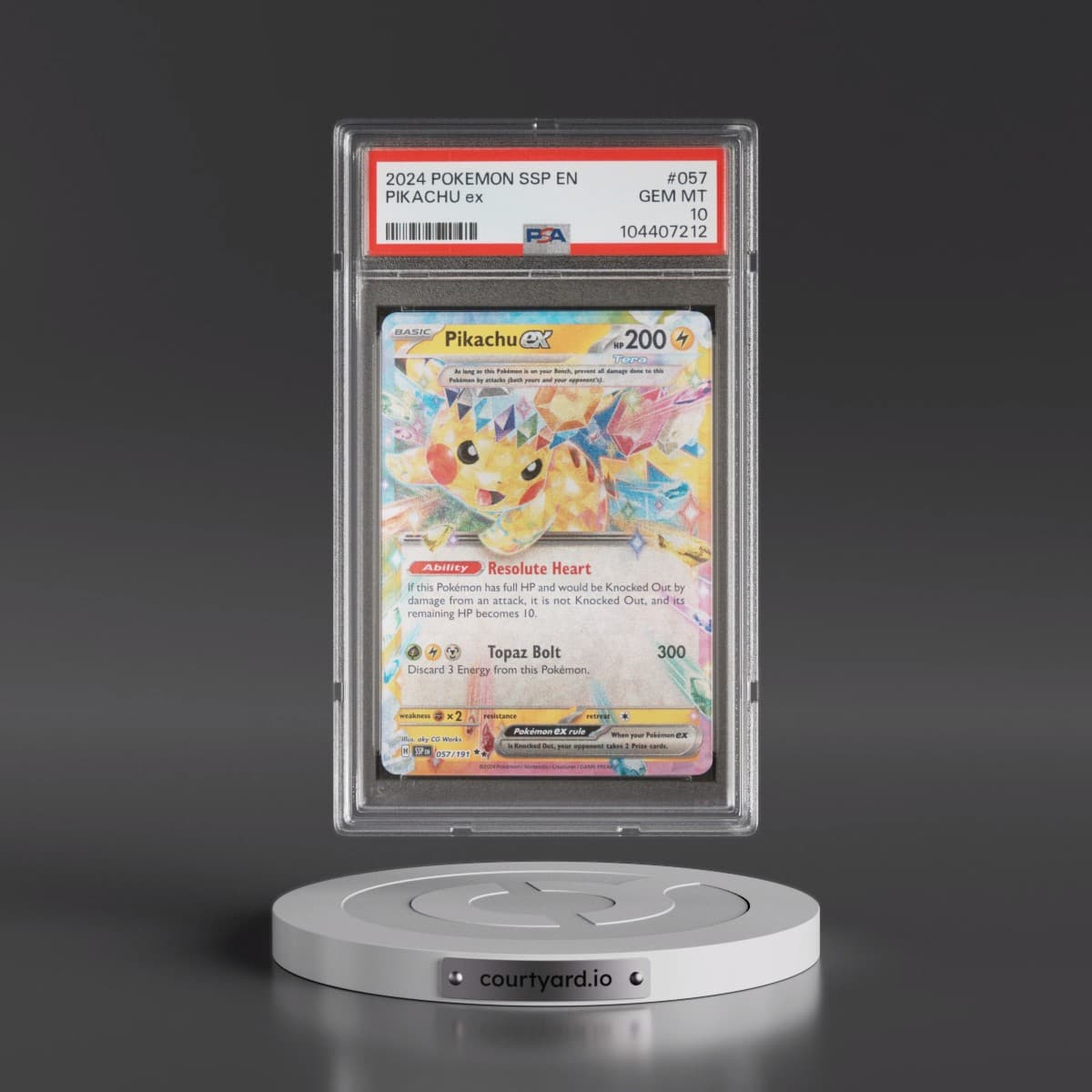 2024 Pokémon Ssp EN-Surging Sparks #057 Pikachu EX - Holo (PSA 10 GEM MINT)