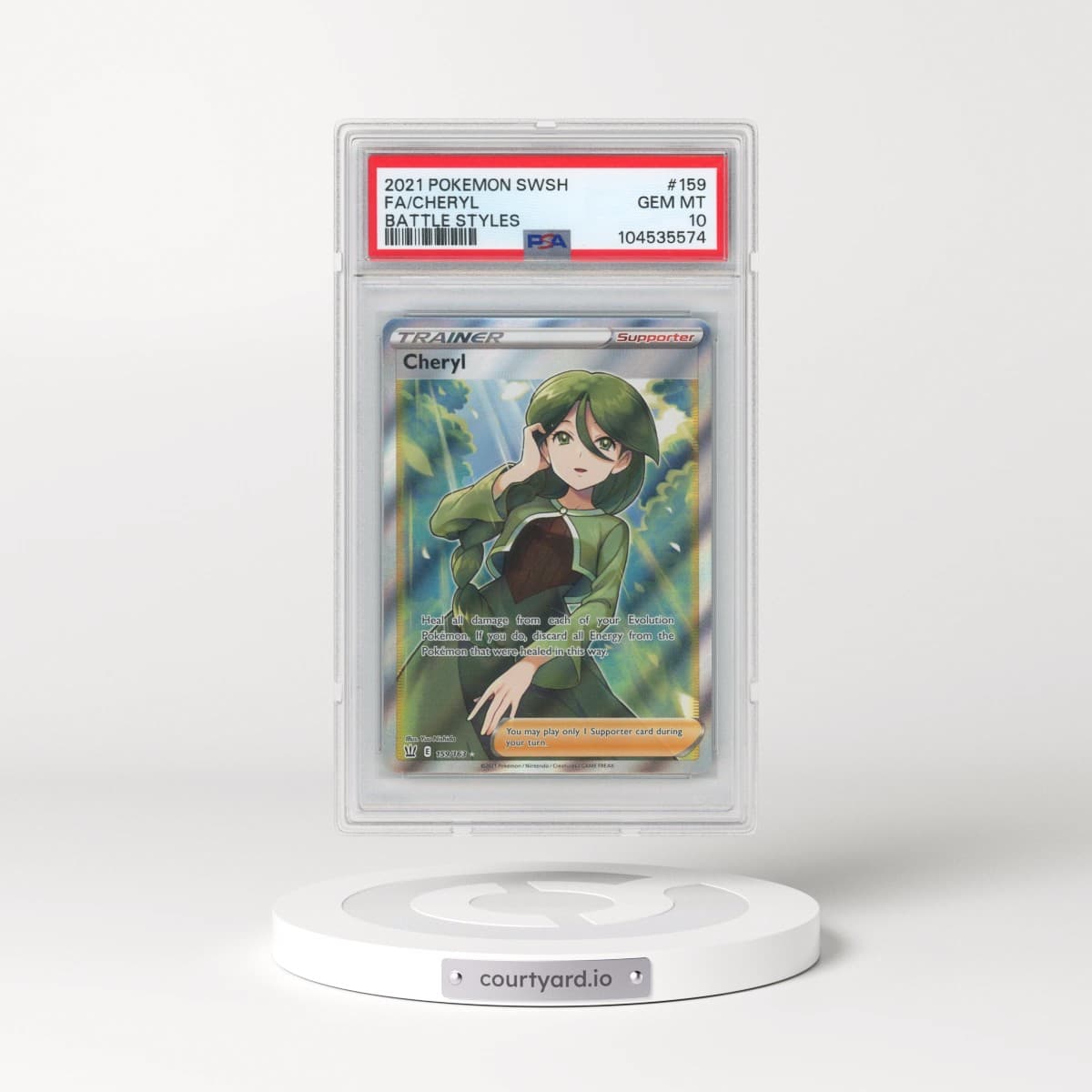 2021 Pokémon Sword & Shield Battle Styles #159 Cheryl - Full Art (PSA 10 GEM MINT)