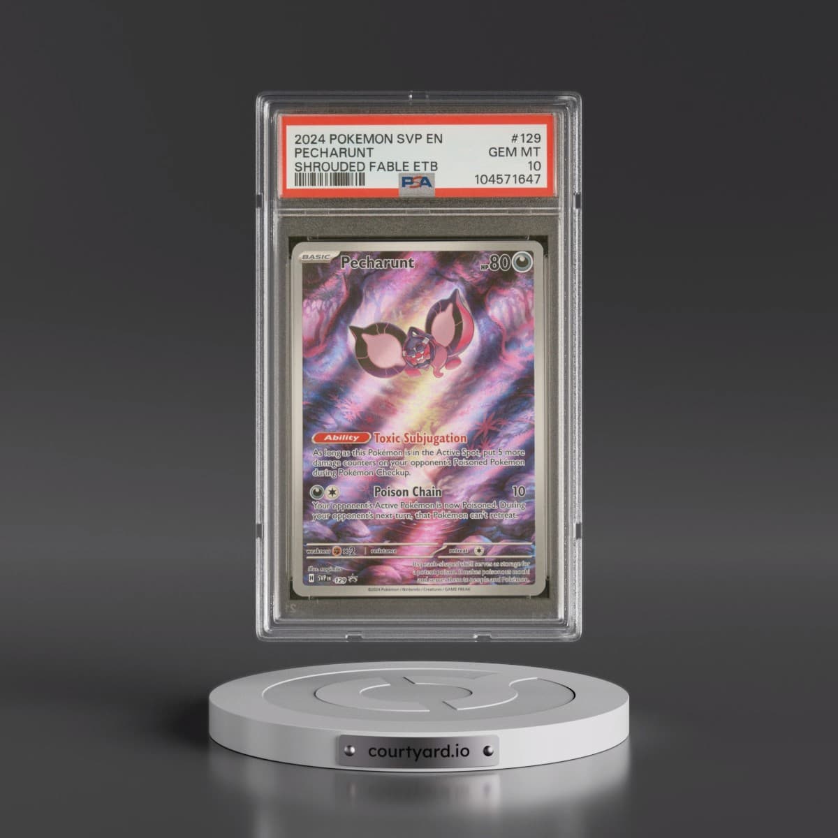 2024 Pokémon Svp EN-SV Black Star Promo #129 Pecharunt - Shrouded Fable Elite Trainer Box (PSA 10 GEM MINT)