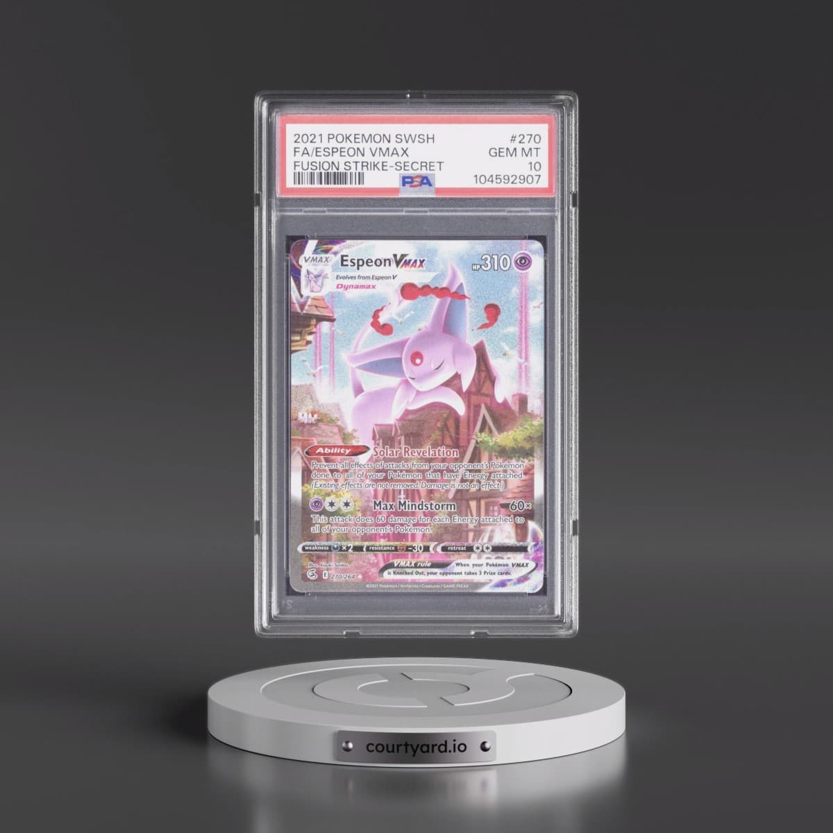 2021 Pokémon Sword & Shield Fusion Strike #270 Espeon Vmax - Full Art Secret (PSA 10 GEM MINT)