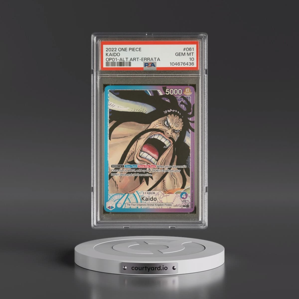 2022 One Piece OP01-Romance Dawn #061 Kaido - Alternate Art-Errata (PSA 10 GEM MINT)