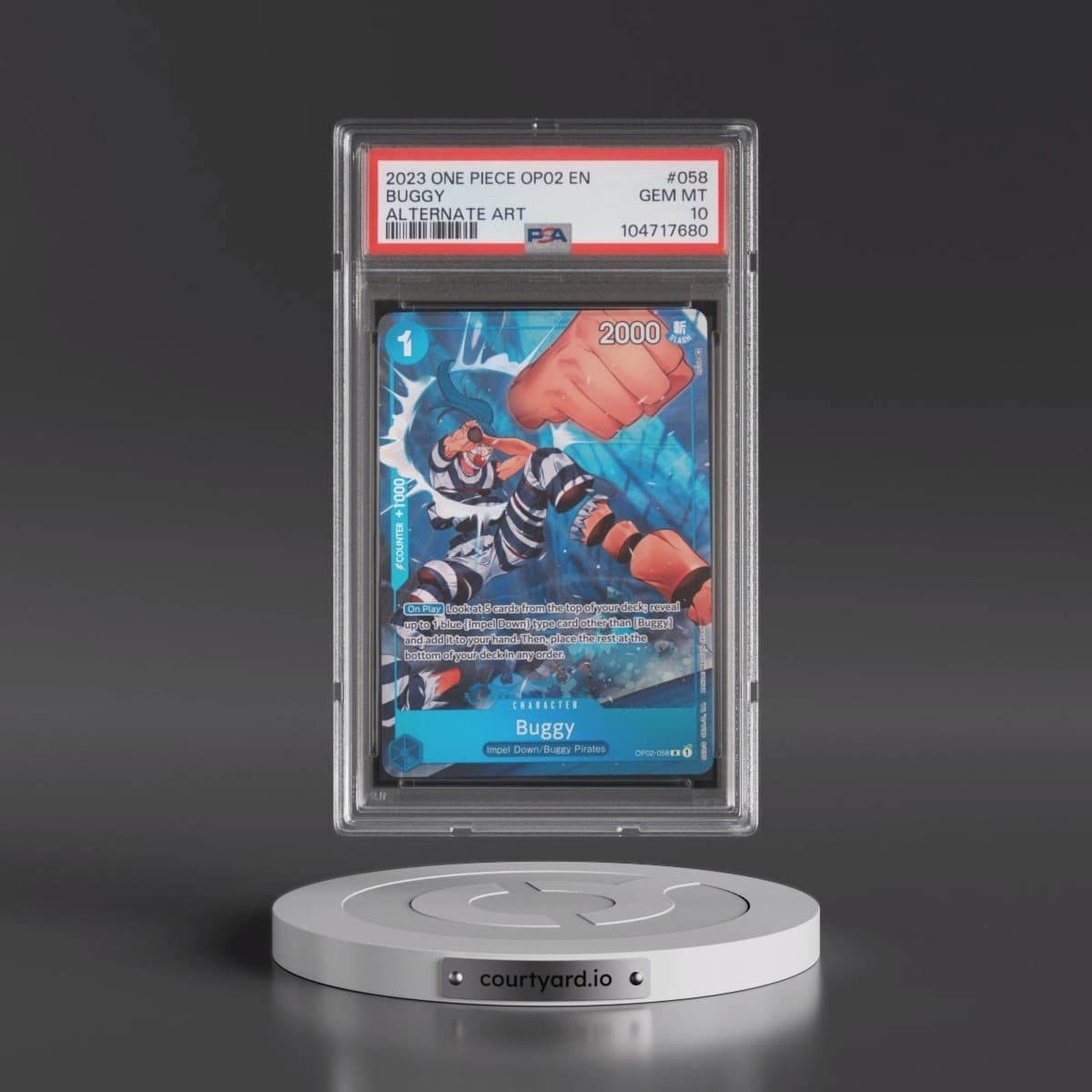 2023 One Piece Paramount War #058 Buggy - Alternate Art (PSA 10 GEM MINT)