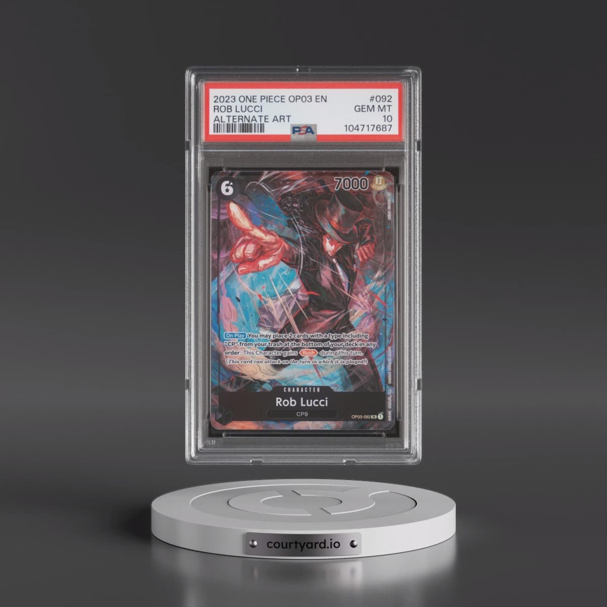 2023 One Piece OP03-Pillars of Strength #092 Rob Lucci - Alternate Art (PSA 10 GEM MINT)