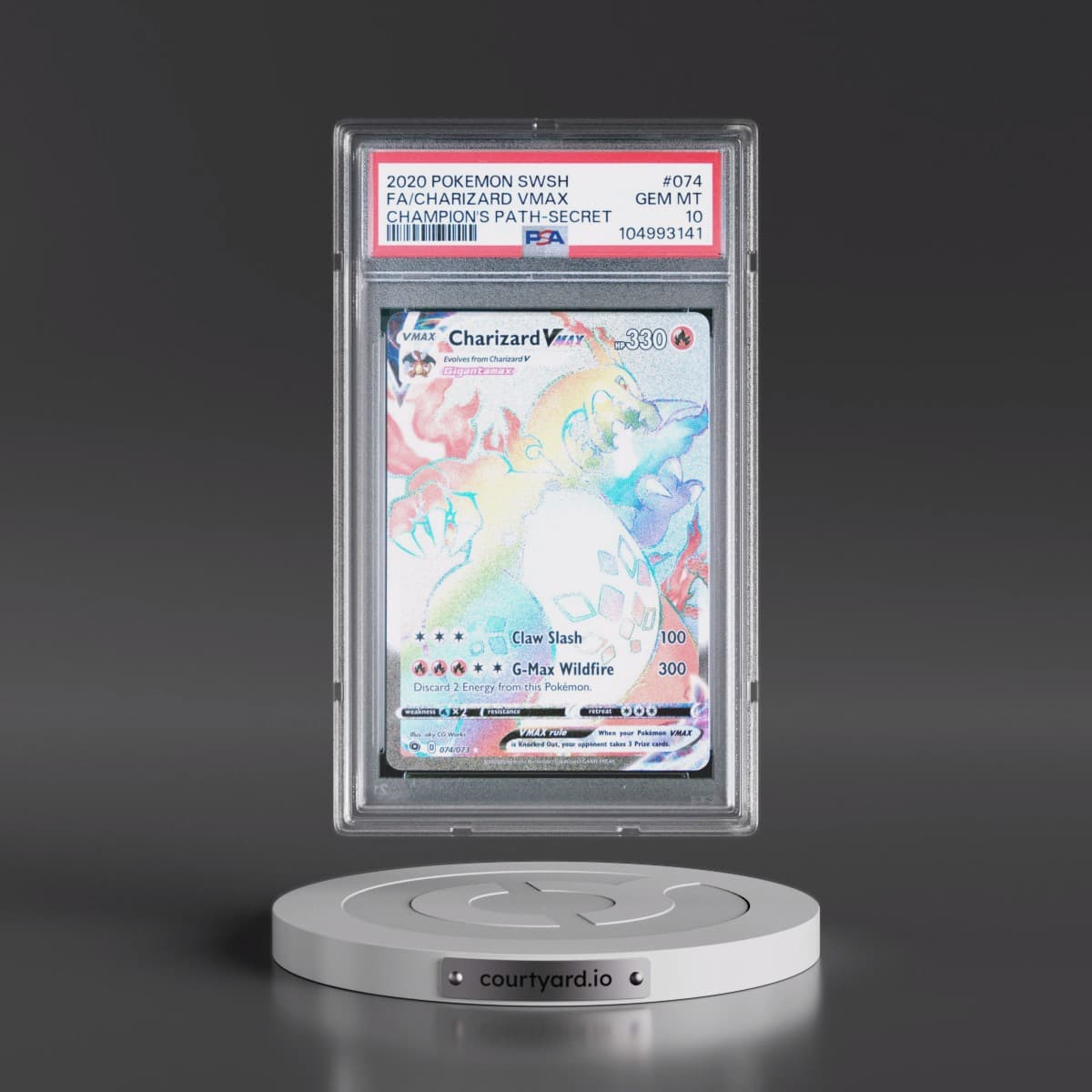 2020 Pokémon Sword & Shield Champion's Path #074 Charizard Vmax - Full Art Secret (PSA 10 GEM MINT)