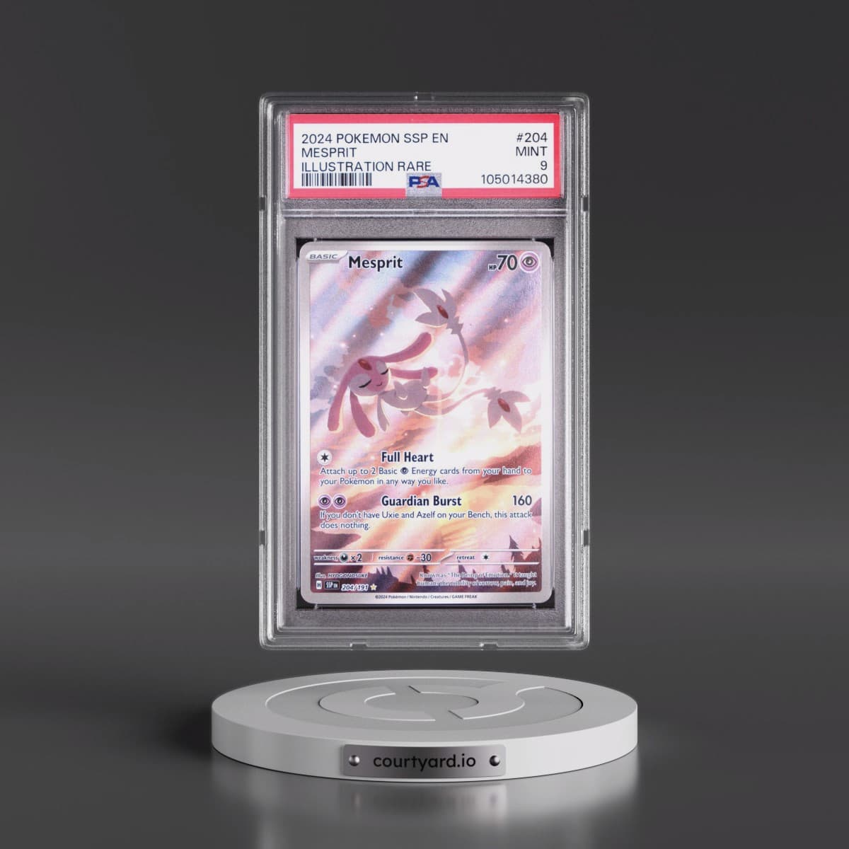 2024 Pokémon Ssp EN-Surging Sparks #204 Mesprit - Illustration Rare (PSA 9 MINT)