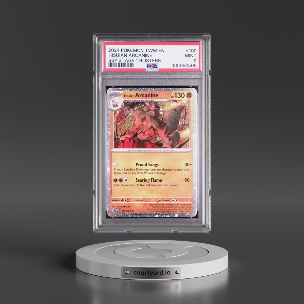 2024 Pokémon Twm EN-Twilight Masquerade #100 Hisuian Arcanine - Surging Sparks Stage 1 Blister (PSA 9 MINT)