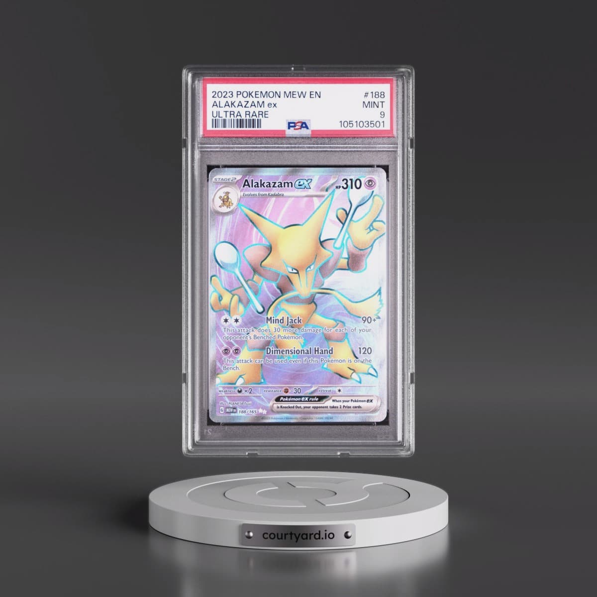 2023 Pokémon Mew EN-151 #188 Alakazam EX - Holo Ultra Rare (PSA 9 MINT)