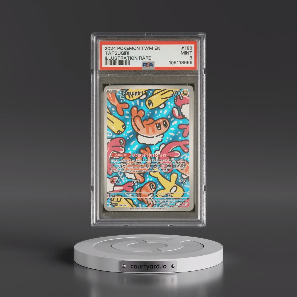 2024 Pokémon Twm EN-Twilight Masquerade #186 Tatsugiri - Illustration Rare (PSA 9 MINT)