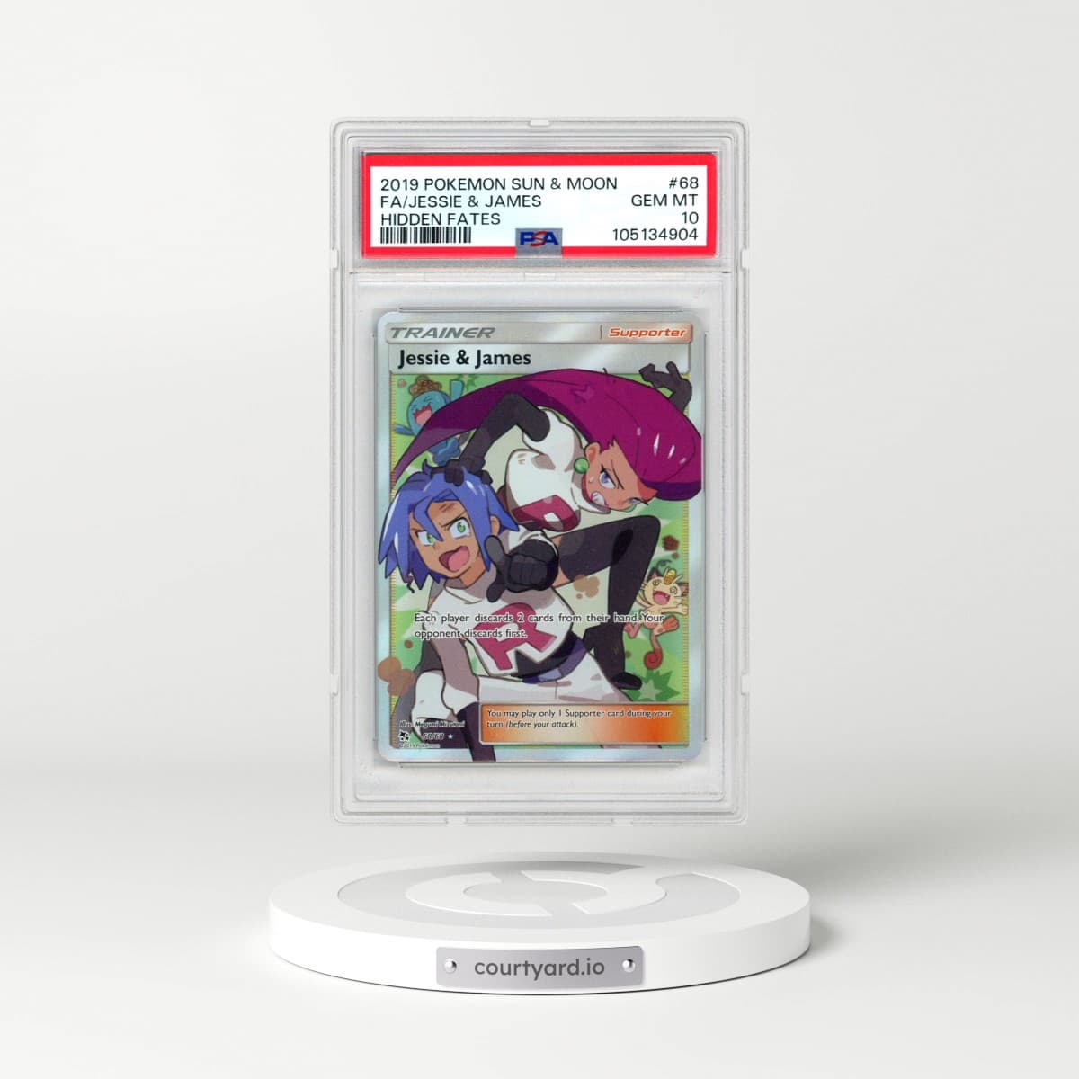 2019 Pokémon Sun & Moon Hidden Fates #68 Jessie & James - Full Art (PSA 10 GEM MINT)
